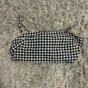 Picnic patterned cropped tie back top